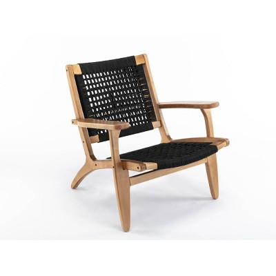 Black and Natural Woven Rope Accent Chair
