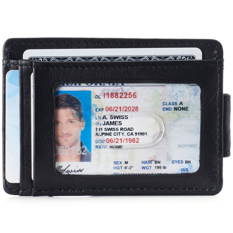 Alpine Swiss Harper Mens RFID Slim Money Clip Front Pocket Wallet Minimalist Leather ID Card Holder, 2 of 7