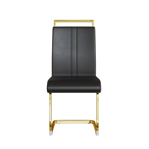 Gulches Modern Dining Chairs Set of 2, Black PU Faux Leather High Back Chairs with Plated Golden C-Shaped Legs, Thickened Cushion & Anti-Slip Feet - 1 of 4