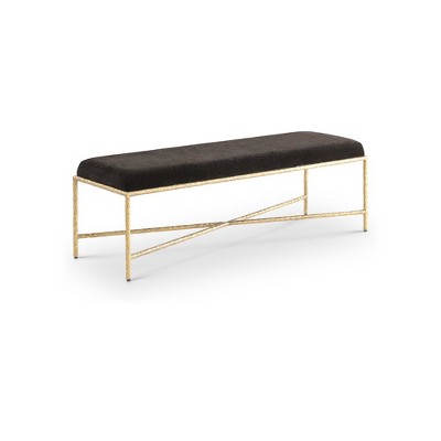 brown chenille fabric/gold