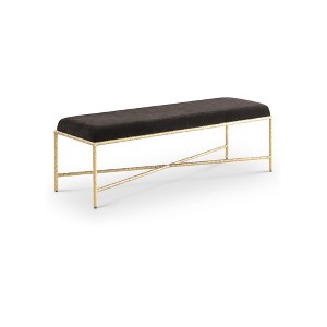 Meridian Furniture,Valley Chenille Fabric Bench - 1 of 4