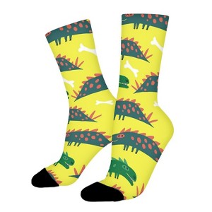 Dinosaurs Women Printed Crew Socks Funny Funky Socks Soft Polyester Novelty Gifts for Artists Men - 1 of 1