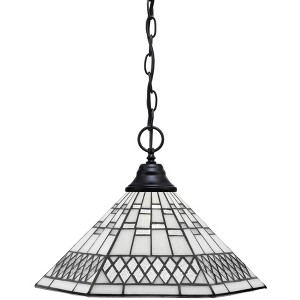 Toltec Lighting Any 1 - Light Pendant in  Matte Black with 16" Pewter Art Glass Shade - 1 of 1