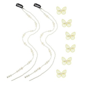 Unique Bargains Women's Long Tassel Faux Pearl Hair Chain 2 Pcs - 1 of 4