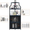 Corner wine rack, 5-layer shelf with removable wine rack, bar cabinet with glass rack, small dining cabinet and buffet cabinet with mesh door - 3 of 4