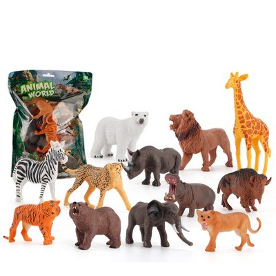 12pcs Realistic Wild Animal Action Figures Simulation Tiger Lion Elephant Giraffe Model Educational Toy For Kids