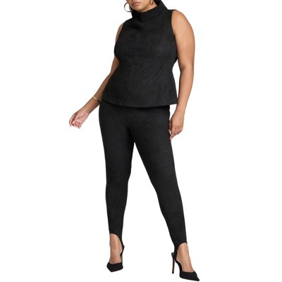 ELOQUII Women's Plus Size Faux Suede Leggings With Stirrups