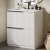 NicBex Modern Fluted Design Freestanding Vanity, Bathroom Vanity with Ceramic Sink, Dual-Tier Split Full-Extension Drawers - 2 of 4