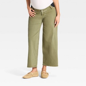 Under The Belly Sailor Wide Leg Maternity Jeans - Isabel Maternity by Ingrid & Isabel™ Olive Green - 1 of 4