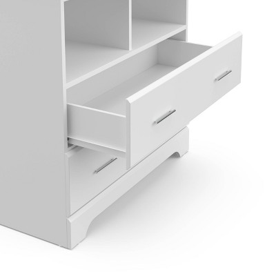 White 2-Drawer Dresser with Changing Topper and Shelves