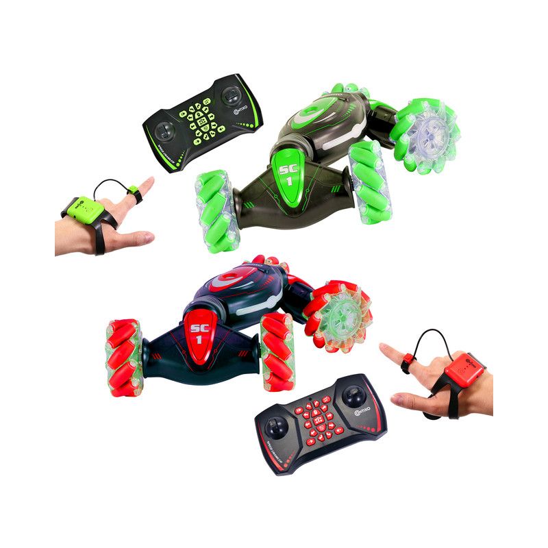 Buy 2: Contixo SC1 Red & Green -All Terrain Transformable Speed Crawler RC Stunt Car -Gesture Sensor -Rotating Offroad Vehicle, 1 of 7