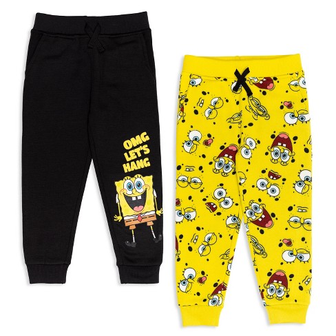 SpongeBob SquarePants Little Boys Fleece 2 Pack Fashion Pants Black/Yellow 6