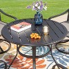 Captiva Designs 5pc Outdoor Steel Slat-top Round Dining Table & Haiti Rattan Chairs with Cushion - 2 of 4