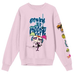 Growing Up Creepie Character Art With Logo Crew Neck Long Sleeve Cradle Pink Adult Sweatshirt - 1 of 3