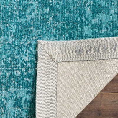 Aqua Flat Woven Handmade Reversible Rectangular Cotton Area Rug