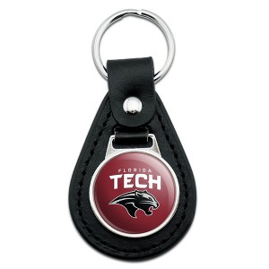 Florida Institute of Technology Primary Logo Black Leather Keychain - 1 of 4