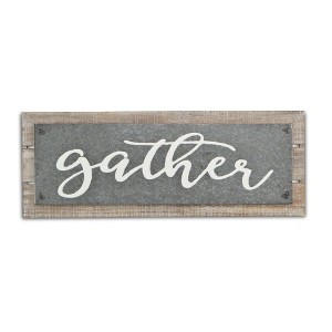 HomeRoots 10" X 25" Brown and Gray Gather Wood and Metal Wall Decor - 1 of 4