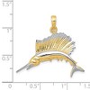 Black Bow Jewelry 14k Yellow Gold and White Rhodium Two Tone Polished Sailfish Pendant - 4 of 4