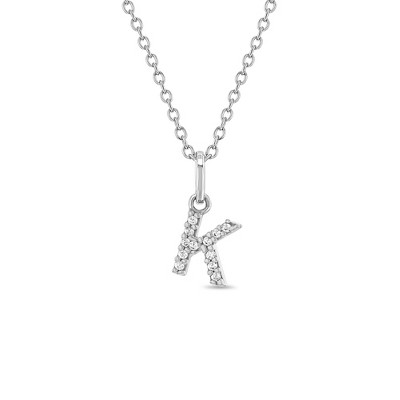 Girls' Cubic Zirconia Letter Sterling Silver Necklace - In Season Jewelry