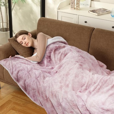 Heated Electric Throw Blanket, Fast Heating Electric Blankets with 5 Heating Levels & 4 Hours Auto Off, Pink Tie-Dye, 62" x 84"