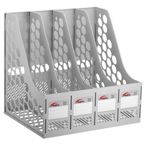 Unique Bargains Sturdy Plastic Detachable Vertical Smooth Surface File Holder 4 Compartment - 1 of 3