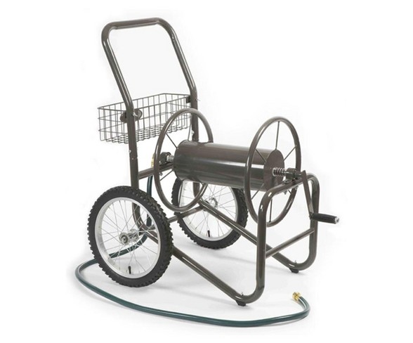 Liberty Garden 2 Wheel Steel Frame Water Hose Reel Basket Cart, Bronze (2 Pack)