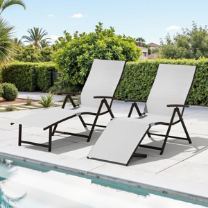 Crestlive Products Outdoor Aluminum Folding Recliner Adjustable Chaise Lounge (Set of 2) - 1 of 4