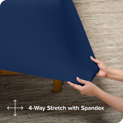 Twin Dark Blue Premium Microfiber Stretch Knit Sheet Set