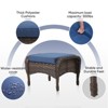 POCASSY Outdoor Ottomans Set of 2 with Cushion, Brown Wicker Patio Footrest with All Weather Wicker Rattan - 3 of 4