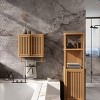 Wall Mounted Bamboo Toilet Storage Box,Wall Cabinet with Double Doors And Towel Rack,Storage Cabinet For Bathroom Kitchen-Cuddlewood - 3 of 4
