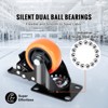 VEVOR Caster Wheels, 3-inch Swivel Plate Casters, Set of 4, with Security A/B Locking No Noise PVC Wheels, Heavy Duty 250 lbs Load Capacity,Orange - 3 of 4