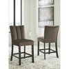 Signature Design by Ashley Zendalia Upholstered Counter Height Bar Stools - Set of 2, Mocha Brown Velvet with Channel Stitching - 2 of 4