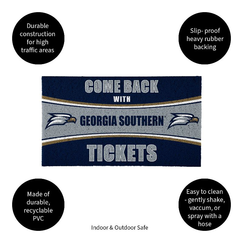 Evergreen Come Back with Tickets Georgia Southern University 28" x 16" Woven PVC Indoor Outdoor Doormat, 3 of 7