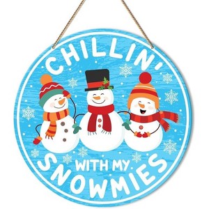 Lomsoe Christmas Wooden Hanging Decor Welcome Door Sign Snowman Wooden Farmhouse Wall Front Door Hanger Christmas Sign Christmas Gift - 1 of 4