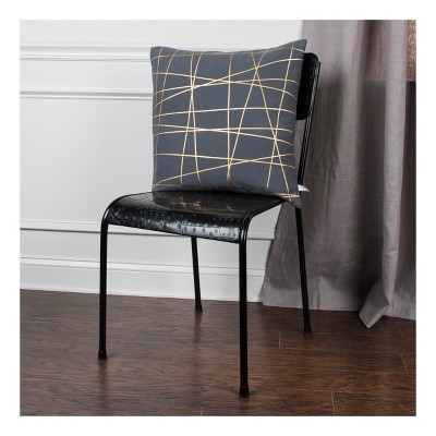 20" Gray and Gold Abstract Foil Print Throw Pillow