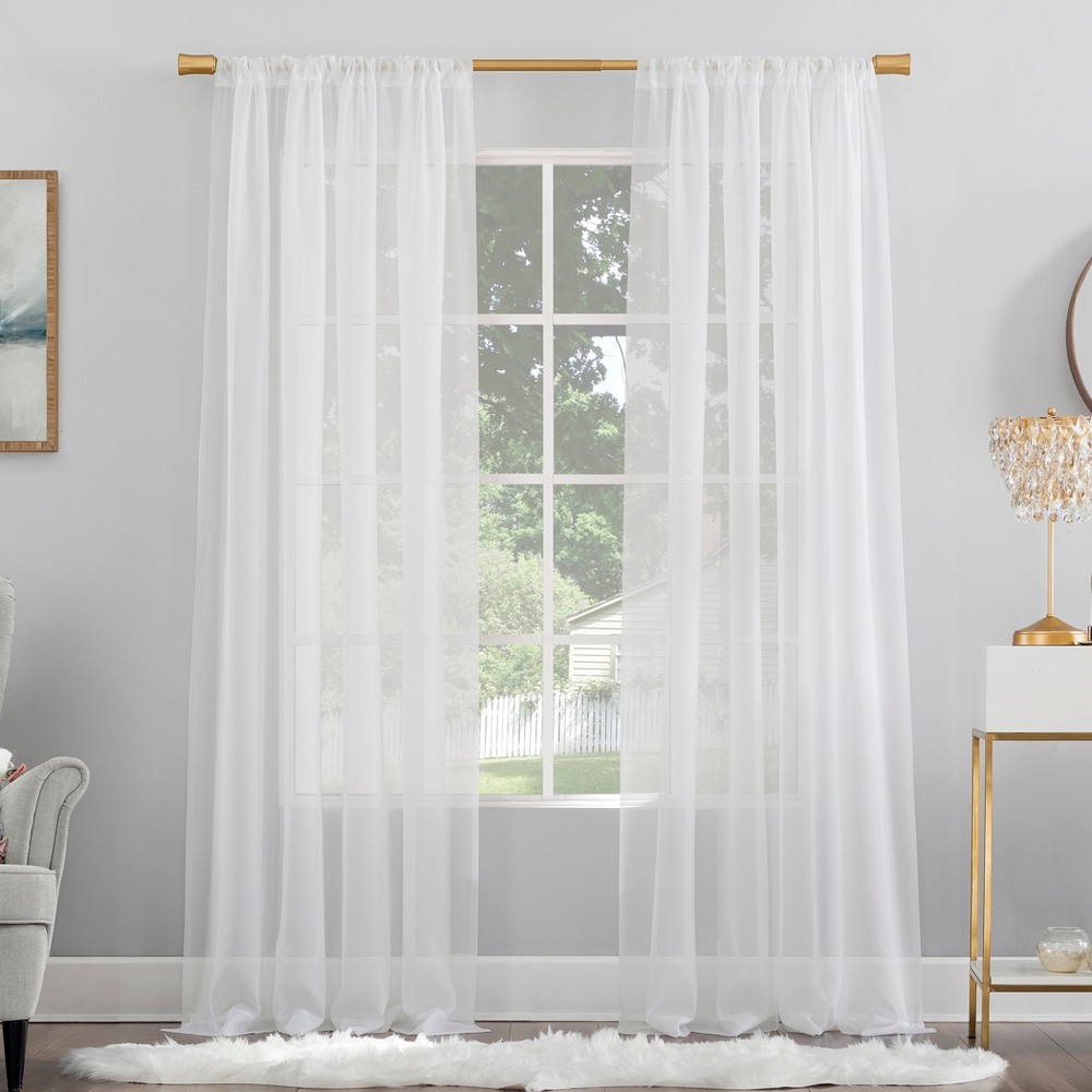 Photos - Curtains & Drapes 59"x96" No. 918 Sheer Voile Mallory Rod Pocket Curtain Panel White