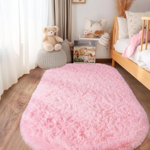 LOVEVOOK Fluffy Oval Rug, 2.6x5.3 Feet Rugs for Bedroom Girls And Boys Aesthetic, Bedside Bedroom Rug, Soft Carpet Modern Area Rugs Home Deco - 1 of 4