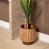 Storied Home Hand-Carved Wood Planter with Stripes - 3 of 4