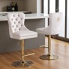 Mshliw Set of 2 Modern Velvet Swivel Barstools with Adjustable Seat Height 27¨C35 Inch, Tufted Upholstered Counter Chairs with Gold Base - 2 of 4