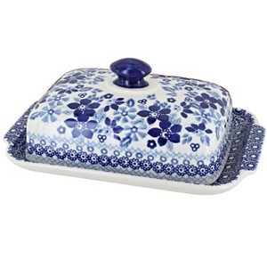 Blue Rose Polish Pottery M080 Manufaktura Large Butter Dish - 1 of 1