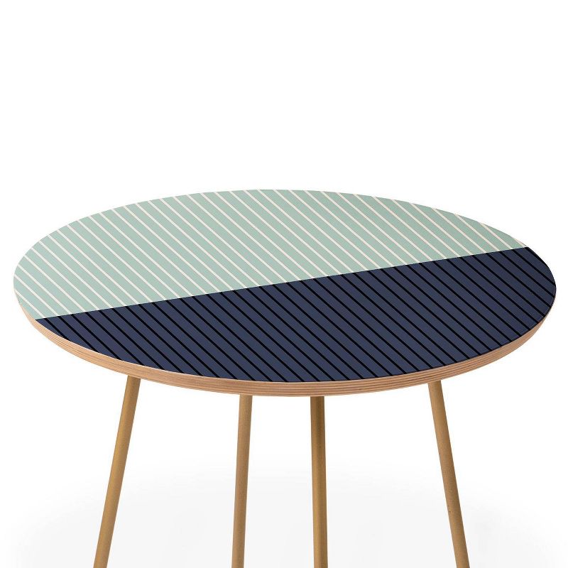 Round Colour Poems Color Block Lines Side Table Green/Gold - Deny Designs, 3 of 6