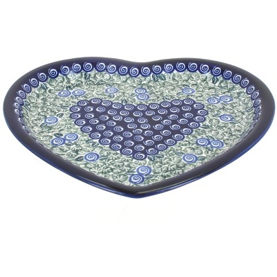 Blue Rose Polish Pottery Seaside Swirl Heart Plate