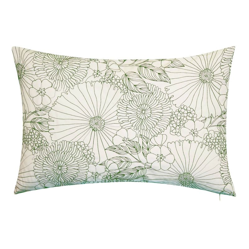 21" x 14" Fine Line Embroidered Floral Decorative Lumbar Patio Throw Pillow - Edie@Home, 1 of 9