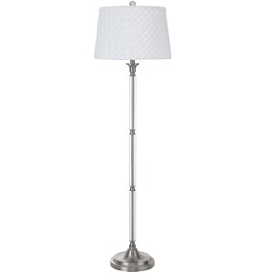 Cal Lighting 150W 3 way Ruston crystal/metal floor lamp with pleated hardback shade - 1 of 3