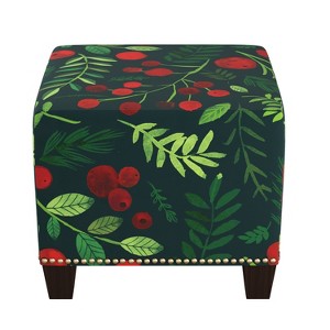 Square Nail Button Ottoman Holly Evergreen - Skyline Furniture, Holly Green