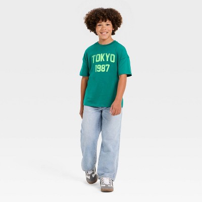 Детские Cat & Jack Boys' Short Sleeve Oversized Graphic T-Shirt - Cat & Jack™ Green M — фото 4