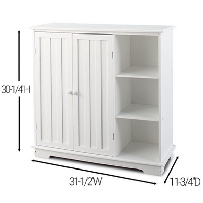 White Beadboard Buffet Cabinet with Storage Shelves