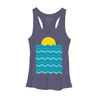 Women's Design By Humans Sunset Waves By clingcling Racerback Tank Top
