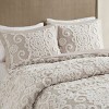 Sapphtopaz Comforter Set Tufted Chenille Medallions Embroidery Classic Solid Color Cotton Quilt Set 3 Piece 1 Quilt, 2 Pillow Shams - 2 of 4