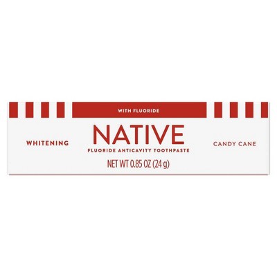 Native Whitening Candy Cane Fluoride Toothpaste - 0.85oz